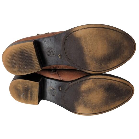 Lucky Brand Basel Ankle Boots Women 11 Brown Leather Double Zip Boho Distressed - Picture 7 of 8